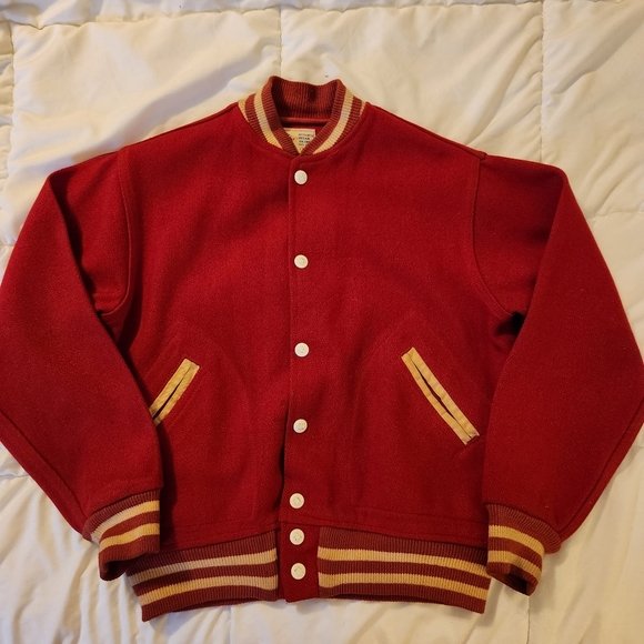 Vintage 1950s Wool Kids University Jacket Red Large - Picture 14 of 15